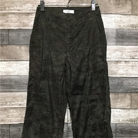 Level 99 Camo Wide Leg Crop Pants Women’s 25 (Inseam 23.5) Linen Lyocell - Picture 5 of 9